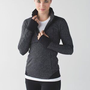 Lululemon Runderful 1/2 Zip in Mini Check Pique Black Heathered Black, Size 6